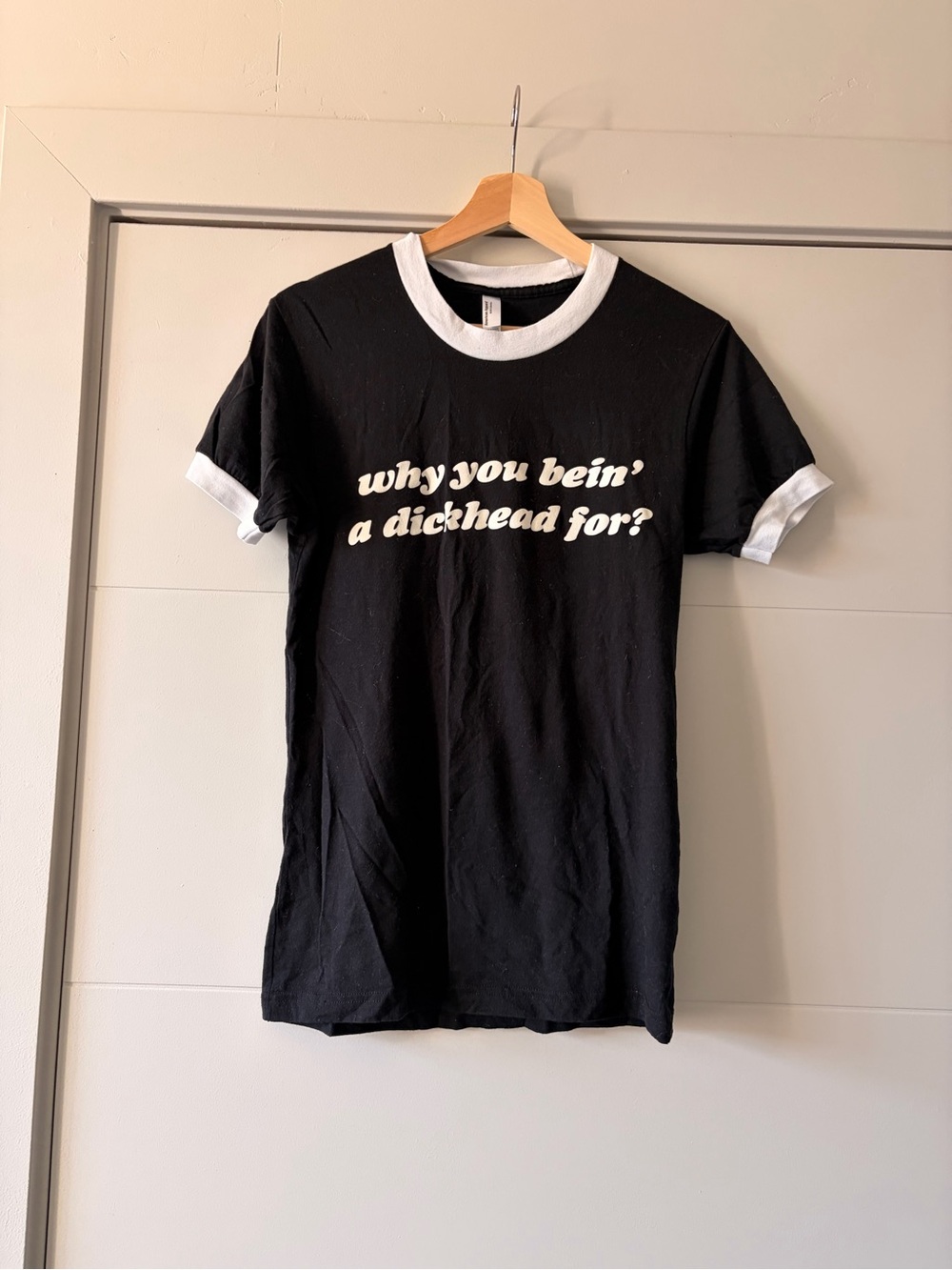 American Apparel Black/White Ringer Tee Cream Script. Kate Nash, Tour 2018-2019